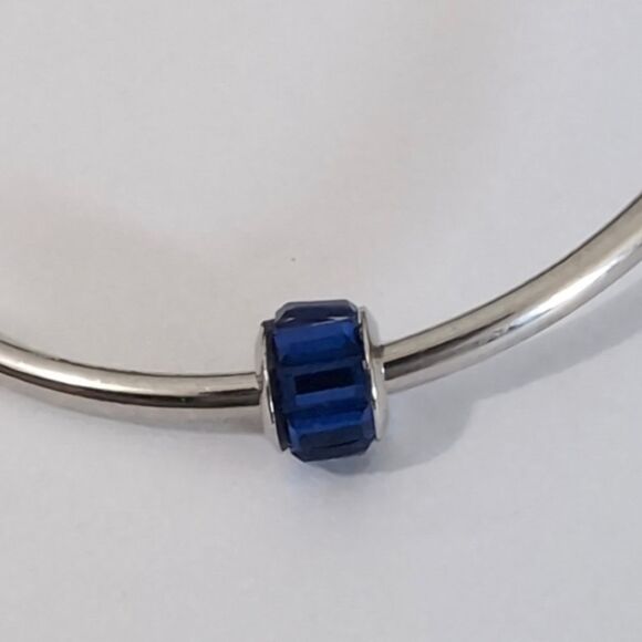 Silver Dark Blue Crystals Charm for Pandora Style Bracelet - Picture 2 of 4
